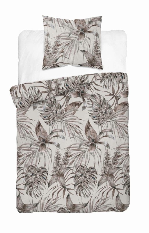 Pościel satynowa 140x200 Home Satin 54 beżowa liście-2