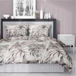 Pościel satynowa 140x200 Home Satin 54 beżowa liście