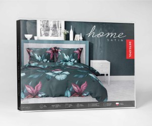 Pościel satynowa 140x200 Home Satin 54 zielona ciemna kwiaty-4