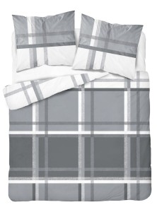 Pościel satynowa 220x200 Home Satin 40 szara biała kratka-2