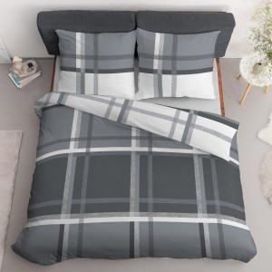 Pościel satynowa 220x200 Home Satin 40 szara biała kratka-3