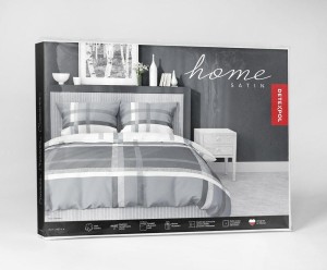 Pościel satynowa 220x200 Home Satin 40 szara biała kratka-4