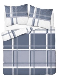 Pościel satynowa 220x200 Home Satin 40 niebieska biała kratka-2