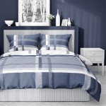 Pościel satynowa 220x200 Home Satin 40 niebieska biała kratka