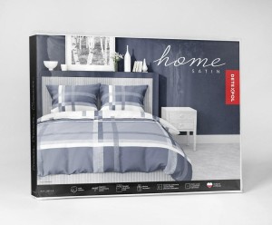 Pościel satynowa 220x200 Home Satin 40 niebieska biała kratka-4