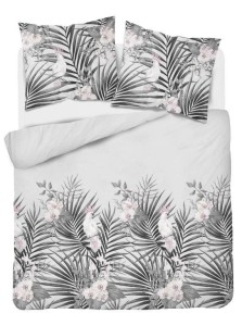 Pościel satynowa 160x200 Home Satin 122 szara liście papugi-2