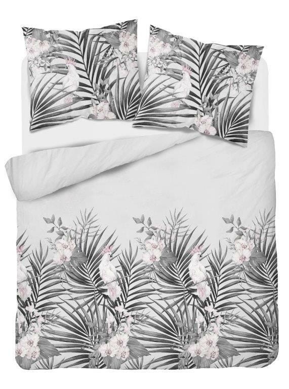 Pościel satynowa 160x200 Home Satin 122 szara liście papugi-2