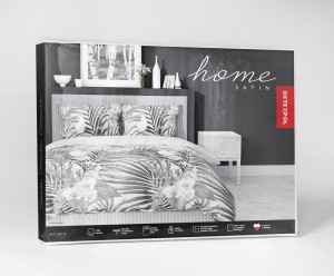 Pościel satynowa 160x200 Home Satin 122 szara liście papugi-4