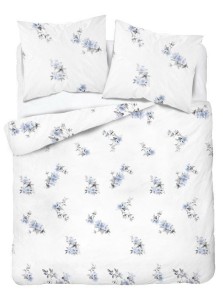 Pościel satynowa 220x200 Home Satin 122 biała niebieska kwiaty-2