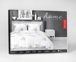 Pościel satynowa 220x200 Home Satin 122 biała niebieska kwiaty-4
