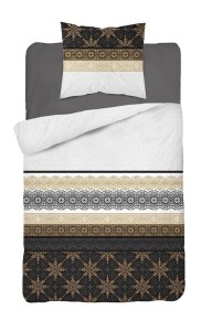 Pościel bawełniana 140x200 grafitowa złota glamour ornamenty Bawełna 88-1
