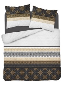 Pościel bawełniana 140x200 grafitowa złota glamour ornamenty Bawełna 88-3