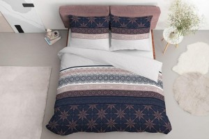 Pościel bawełniana 140x200 granatowa pudrowa glamour ornamenty Bawełna 88-3