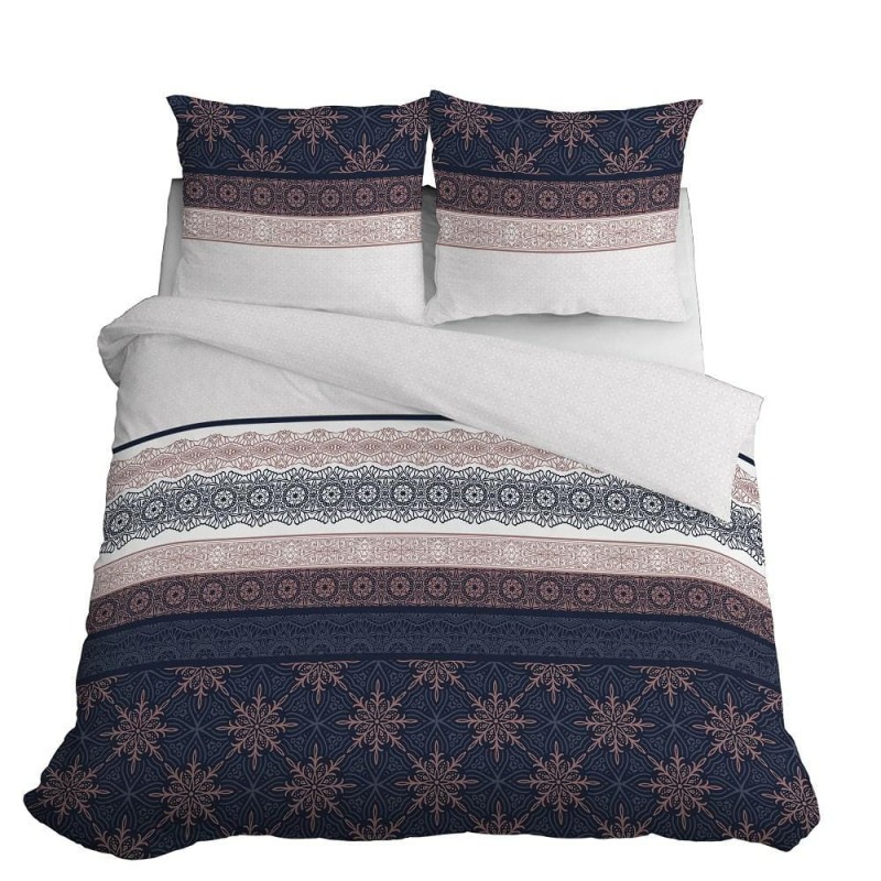 Pościel bawełniana 140x200 granatowa pudrowa glamour ornamenty Bawełna 88-4