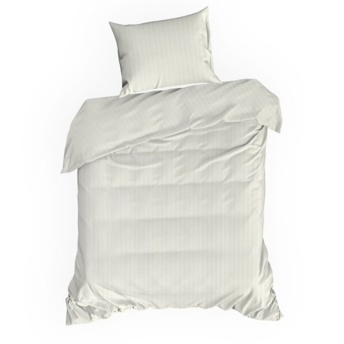 Pościel satynowa 140x200 Vera kremowa prążki adamaszkowa-2