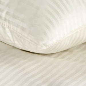 Pościel satynowa 160x200 Vera kremowa prążki adamaszkowa-4