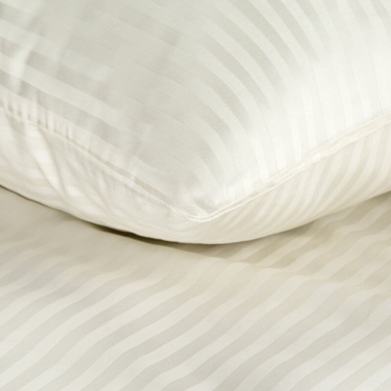 Pościel satynowa 160x200 Vera kremowa prążki adamaszkowa-4