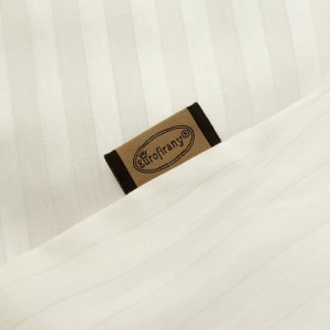 Pościel satynowa 160x200 Vera kremowa prążki adamaszkowa-5