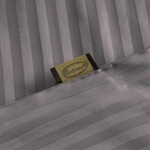Pościel satynowa 160x200 Vera stalowa prążki adamaszkowa-5