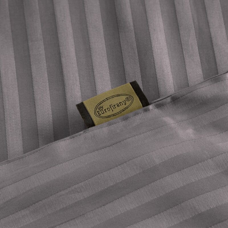 Pościel satynowa 160x200 Vera stalowa prążki adamaszkowa-5