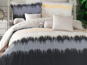 33678Pościel bawełniana 200x220 Vibe Grey kremowa grafitowa żółta pasy Cottonlove Exclusive-1