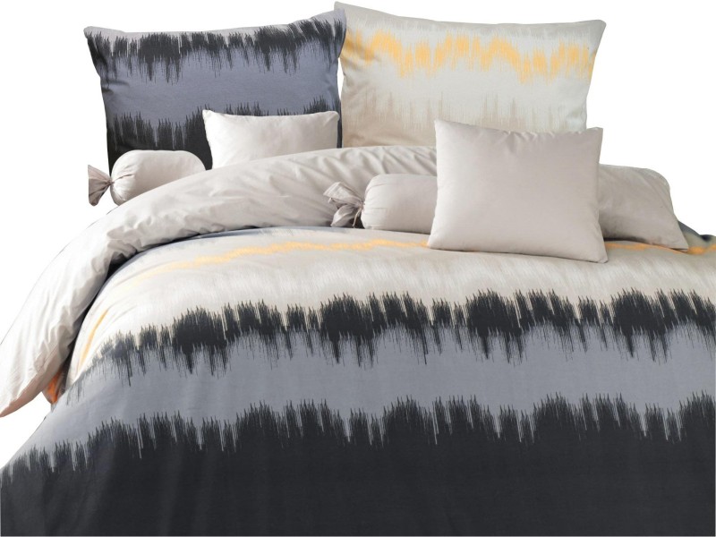 33678Pościel bawełniana 200x220 Vibe Grey kremowa grafitowa żółta pasy Cottonlove Exclusive-2