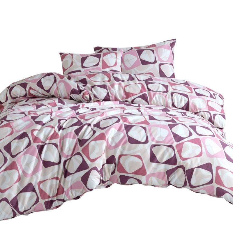 33691Pościel bawełniana 200x220 Club różowa geometria Cottonlove Exclusive 5-2