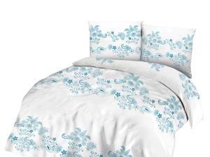 33712Pościel bawełniana 220x200 biała turkusowa ornamenty 71464/1 Cottonlove 3-2