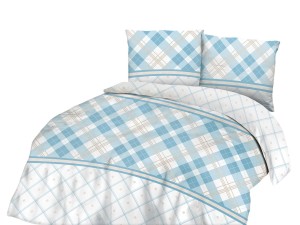 33715Pościel bawełniana 220x200 biała turkusowa kratka romby 71466/1 Cottonlove 3-2