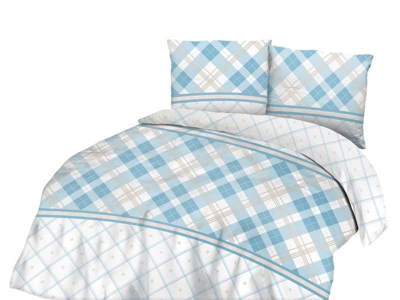 33715Pościel bawełniana 220x200 biała turkusowa kratka romby 71466/1 Cottonlove 3-2