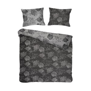 33717Pościel bawełniana 220x200 flory grafitowa liście żakardowa Cottonlove Jacquard-2