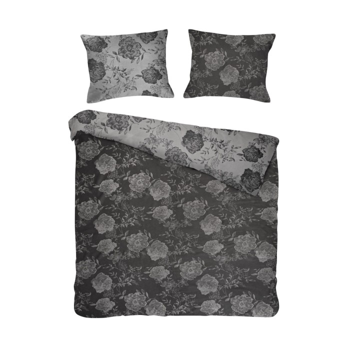 33717Pościel bawełniana 220x200 flory grafitowa liście żakardowa Cottonlove Jacquard-2
