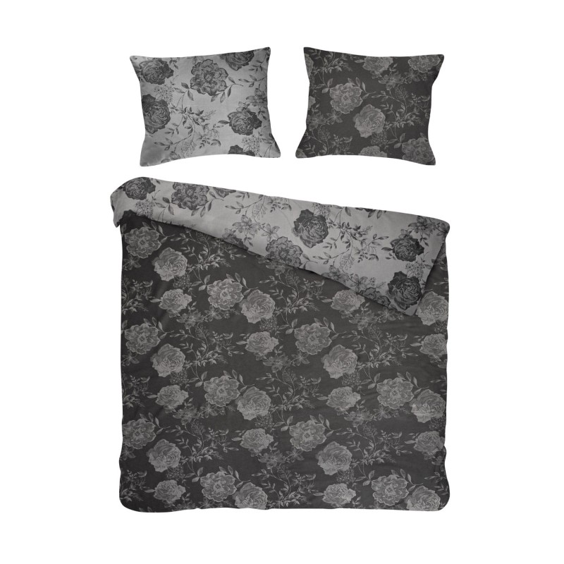 33717Pościel bawełniana 220x200 flory grafitowa liście żakardowa Cottonlove Jacquard-2