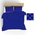 Pościel bawełniana 200x220 Extra granatowa białe kotwice