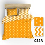 Pościel bawełniana 160x200 Extra żółta biała gwiazdki zygzak