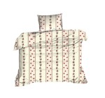 Pościel bawełniana 140x200 Classic kremowa czerwona kwiaty