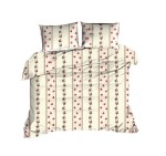 Pościel bawełniana 160x200 Classic kremowa czerwona kwiaty