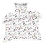 Pościel bawełniana 140x200 Classic biała różowa kwiatki gałązki