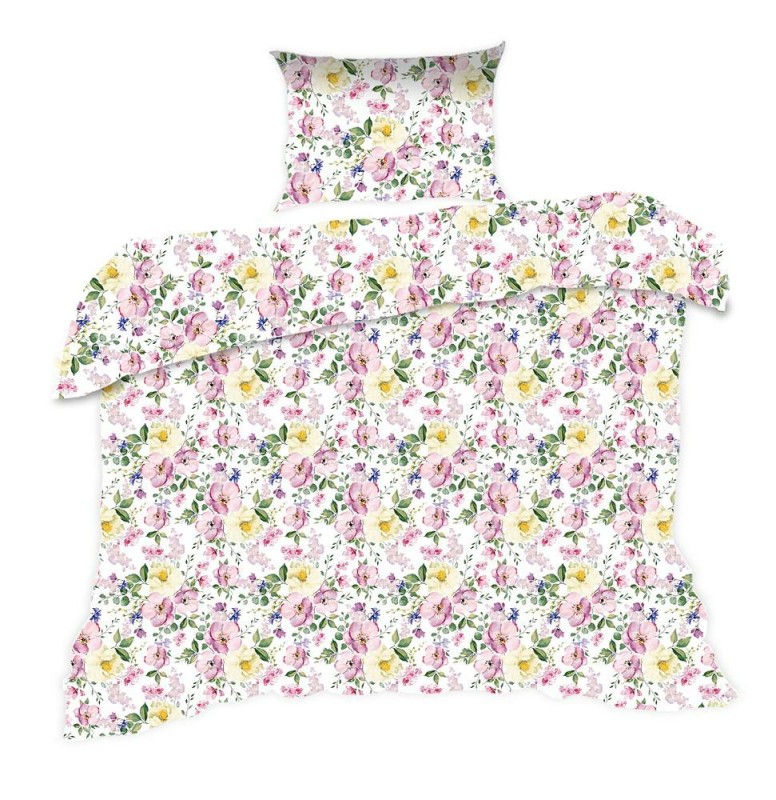 Pościel bawełniana 140x200 Classic kolorowe kwiatki-1