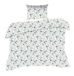 Pościel bawełniana 140x200 Classic biała niebieskie kwiatki rumianki