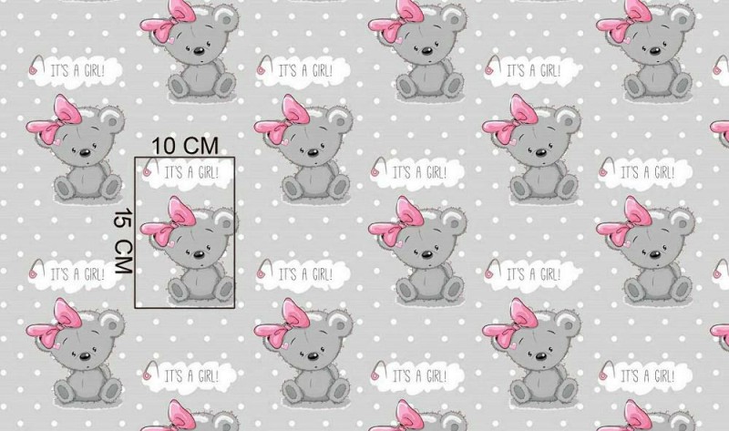 33809Pościel bawełniana 90x120 556K misie szara różowa Kids 24 z poszewką 40x60-2