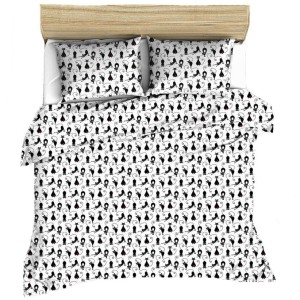 Pościel bawełniana 160x200 Extra biała czarna koty kotki-1