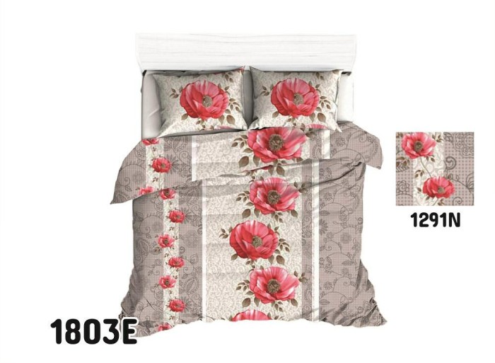 Pościel bawełniana 200x220 Extra czerwone maki kwiaty-1