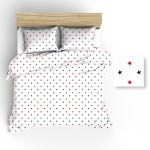 Pościel bawełniana 200x220 Extra biała czerwona granatowa gwiazdki