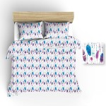 Pościel bawełniana 200x220 Extra biała różowa niebieska piórka