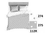 Pościel bawełniana 160x200 Extra biała szara serduszka dwustronna