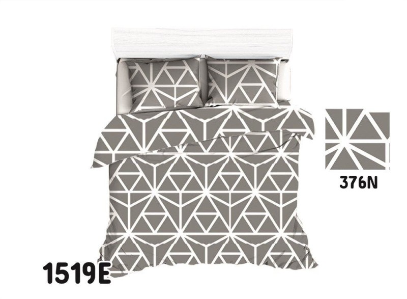 Pościel bawełniana 200x220 Extra szara biała geometryczna-1