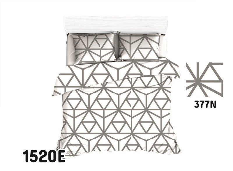 Pościel bawełniana 200x220 Extra biała szara geometryczna-1