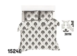 Pościel bawełniana 160x200 Extra biała szara ornamenty