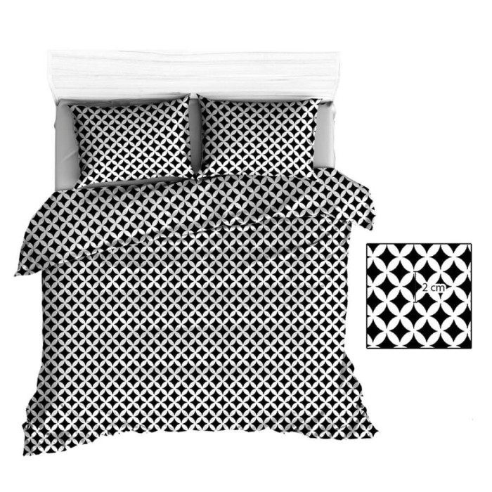 Pościel bawełniana 160x200 Extra czarna biała maroko-1